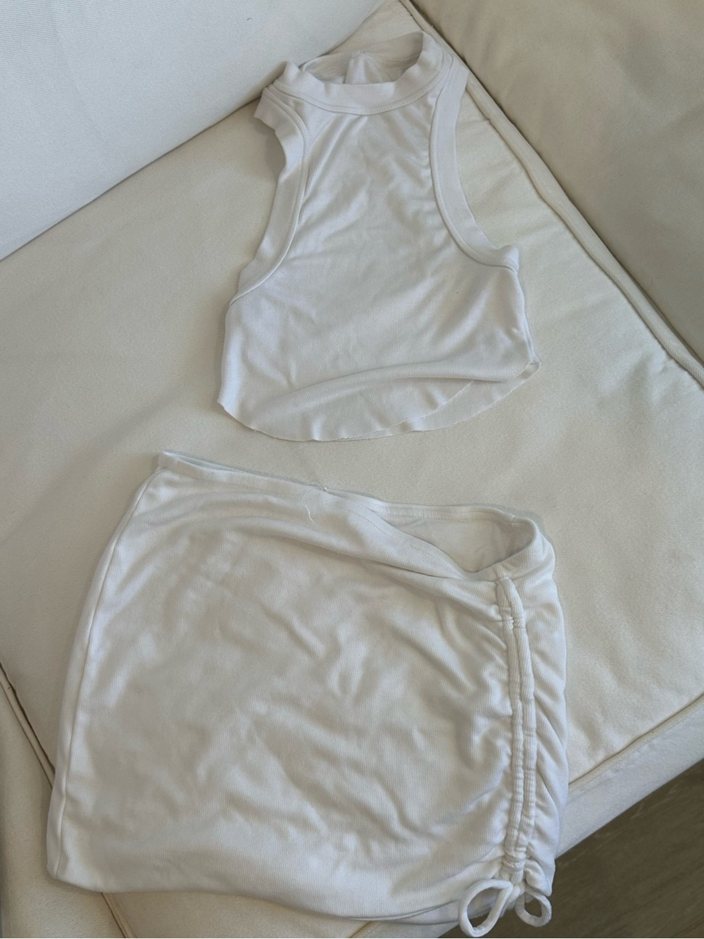 Are You Am I White Ribbed Tank and Skirt Set